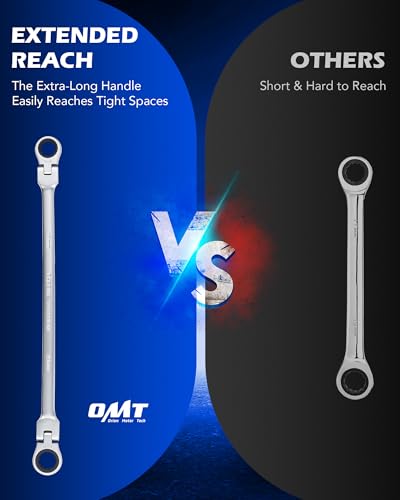 Orion Motor Tech 6-piece metric extra-long flex-head ratcheting wrench set, 8–19mm range