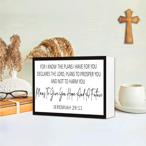 Jeremiah 29:11Wood Sign,For I Know the Plans I Have for You Bible Verses Wood Box Signs,Christian Scripture Plaques for Home Decor Jeremiah 29:11