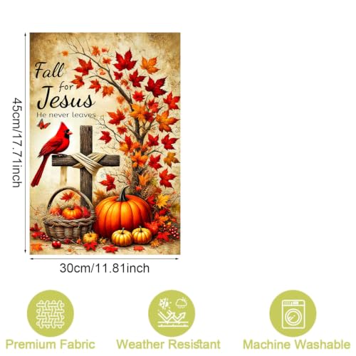 Jesus Cross Fall Harvest Garden Flag, Blessed Decor. 12