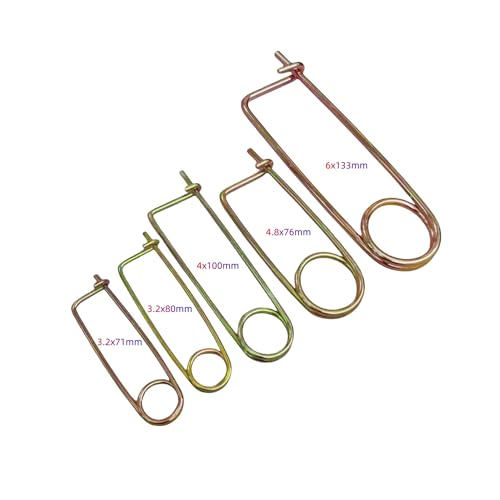 ZRuiYFFS steel gold brooch-shaped open safety pins, 4.8x76 mm spring locking fasteners, 4-piece set