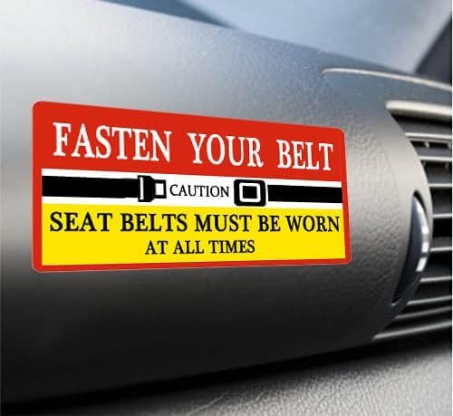15 Pack Fasten Your Seat Belts Stickers Labels, 5×2.5 Inch Must Be Worn at All Times Safety Labels,Adhesive Caution/Notice/Warning/Reminder for Car