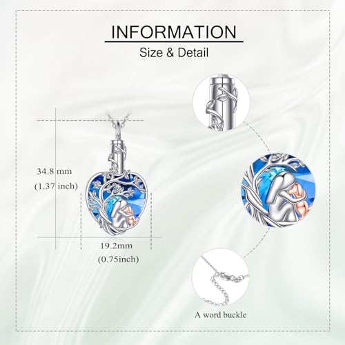 ONEFINITY Dog Urn Necklace For Ashes 925 Sterling Silver Pet Urn Necklace Keepsake Memory Pet Pendant Cremation Jewelry For Women
