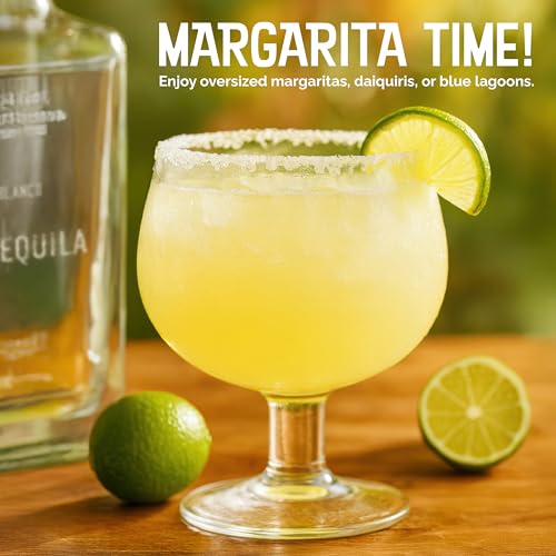 Final Touch extra large fishbowl cocktail glass with 44 oz capacity, clear glassware for drinks and cocktails.