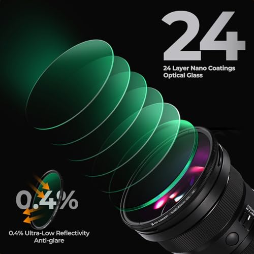 K&F Concept 77mm Circular Polarizer Lens Filter with Filter Cap Ultra Slim