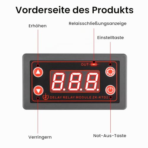Time Relay DC 5V-30V Timer Relay Programmable Relay Switching Module LED Display Digital Time Cycle 0.1s-999 Minutes ON-Off Control for Light Water Pump Motor