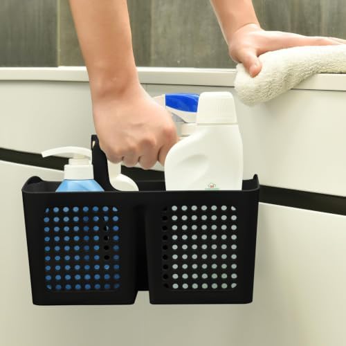 Portable Shower Caddy Basket with 3 Compartments and Handle, Dark Gray