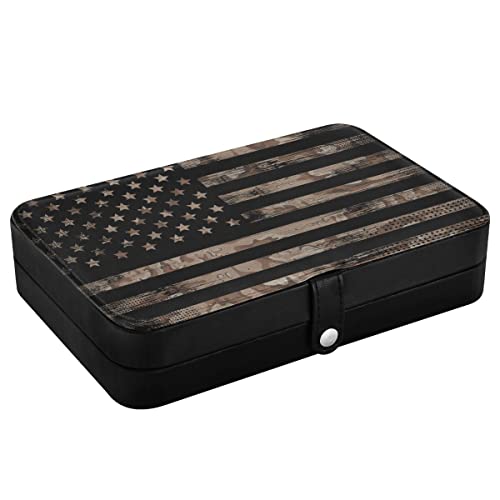 Bolaz Leather Jewelry Box Jewelry Case Storage Box American Us Flag Vintage For Rings Earrings Necklaces pattern 2