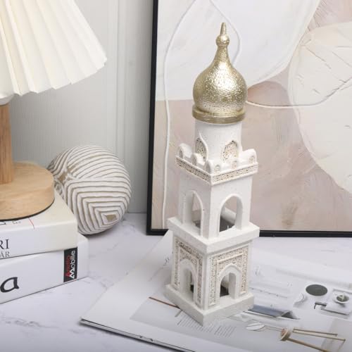 Islamic Cultural Decor Collection - Handcrafted Resin Mosque Models & Tower Ornaments for Home/Office Display Ramadan Decoration (Tower 1) tower 1