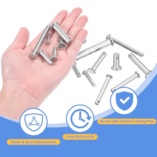 uxcell 12-piece 1/4 x 3-9/16 inch 304 stainless steel single-hole flat head clevis pins