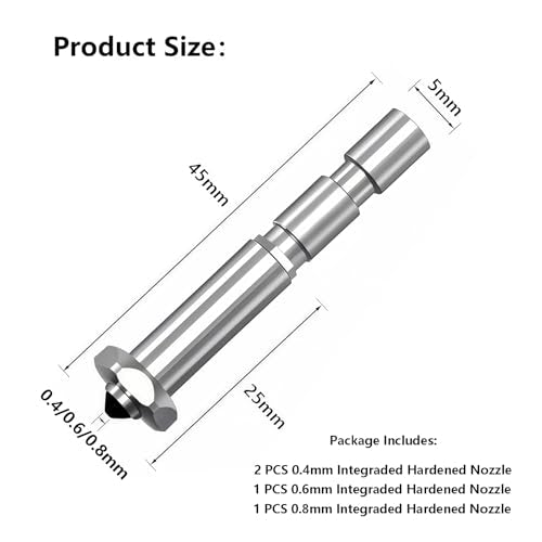 Kobra 3 Max Nozzle 0.4/0.6/0.8MM, Integrated Quick Swap Hardened Steel Nozzle High Flow High Speed Hot End Spray Nozzle for Anycubic Kobra 3 Max 3D Printer,4PCS 0.4/0.6/0.8MM Nozzle