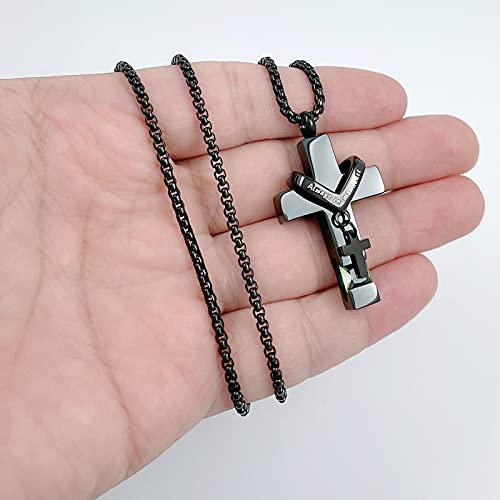 YOUFENG 3 Pieces Cremation Urn Necklaces for Ashes Keepsake Cremation Jewelry Cross Round Bar Birthstone Crystal Stainless Steel Memorial Pendant for Women Men Olivine