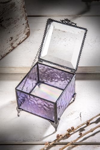 J Devlin - Purple Stained Glass Box Decorative Keepsake Jewelry Display - Box 836