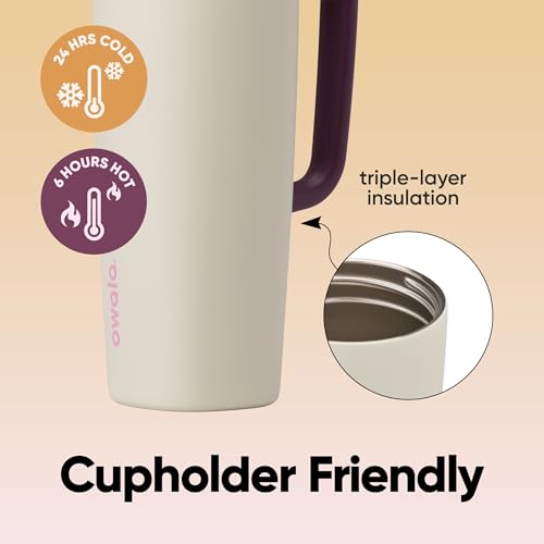 Owala SmoothSip Slider Stainless Steel Insulated Travel Mug with Handle, 100% Leak Proof, For Hot and Cold Drinks, Travel Friendly with Sliding Lock Lid, BPA Free, 24 oz, Daybreak 24 Ounces
