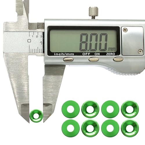 PHITUODA M3 green aluminum flat countersunk washers, 8mm, 60-pack ;;^