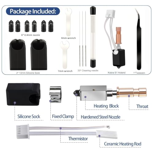 All-Metal Hotend Kit 32PCS, 0.4mm Nozzle for Anycubic Kobra S1