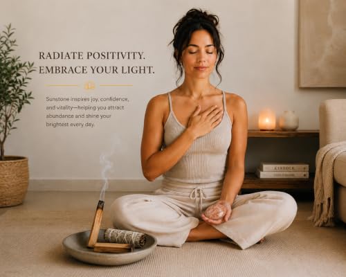 Pachamama Essentials Sunstone Palm Stone Polished - Pocket Stone for Anxiety Healing - Meditation (Sunstone)