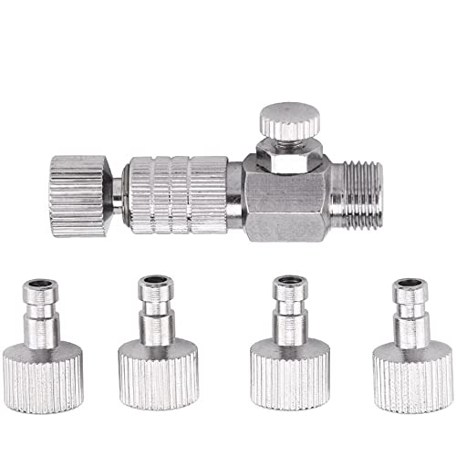 5 Pieces 1/8 Inch Female Connectors and Male Adapters Adjustment Control Valve Airbrush Accessories for Air Compressor and Airbrush Hose