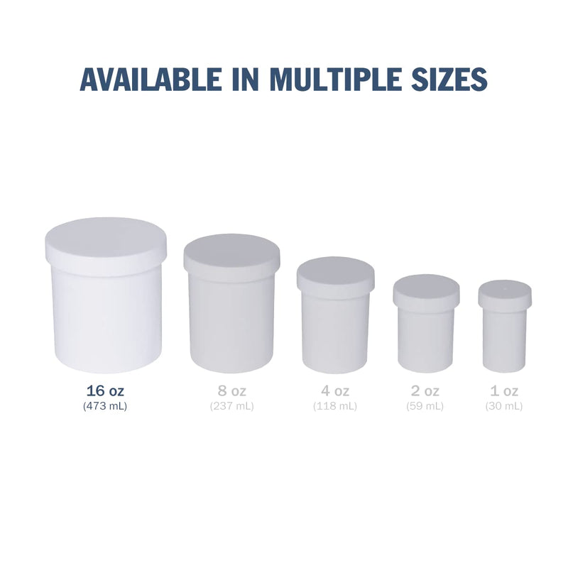 [Australia - AusPower] - EZY DOSE Ointment Jar and Container, Screw on Cap, Leak-Proof Container for Creams and Balms, Durable Design, Ideal for DIY Skincare and Herbal Remedies, 16 oz Capacity, White (Pack of 12) 16 Ounce 
