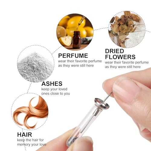 Fanshiontide Cremation Jewelry Urn Keychain for Ashes, Cylinder Memorial Angel Wing Keepsake Urn Key Chain Stainless Steel for Human Pet Ashes Silver