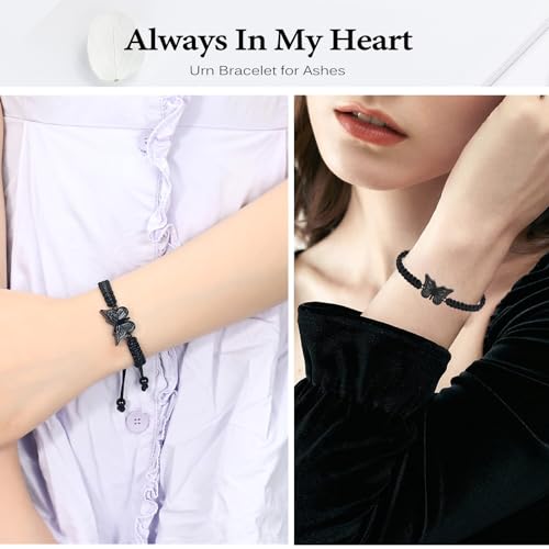 zeqingjw Butterfly Urn Bracelet for Ashes for Women Men Black