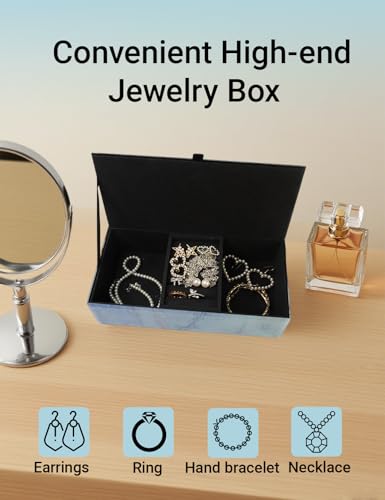 Jewelry Box for Women, Marble - Patterned Jewelry Organizer Box, Glass Modern Jewelry Holder For Earring, Ring, Necklace, Bracelets, Christmas Mother's Day Valentine Jewelry Gift Box large