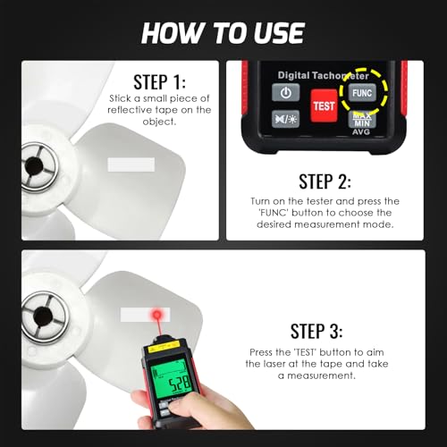 TEKCOPLUS digital tachometer RPM meter with LCD display for non-contact and contact speed testing