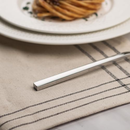 Alata Cube 12-Piece 8.1 Inches Forged Stainless Steel Dinner Forks, Mirror Finish, Dishwasher Safe Silver