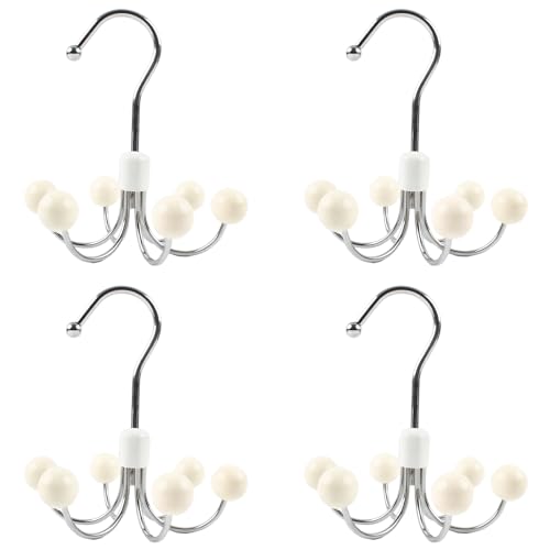 4 Pack Hoodie Hanger for Organizer 360° Swivel Closet Hooks for Belt, Space-Saving Hanger Bra Storage, Accessorise Organizer for Tie, Hat, Tanktop, Scarf, Purse Cream 4 PCS