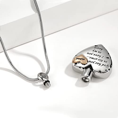 Heart Urn Necklace for Ashes Women Men Cremation Jewelry for Ashes Cremation Necklace In Memory of Loved One Grandpa Grandma Dad Mom Uncle Aunt Brother Sister Daughter Son Husband