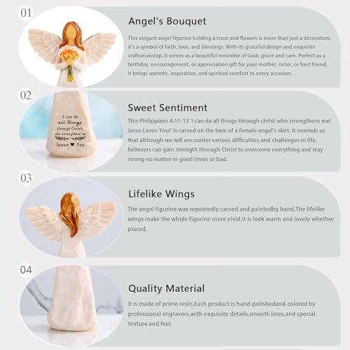 Christian Gifts for Women, 5.5" Resin Angel Figurines - Religious Gifts Christian Gifts