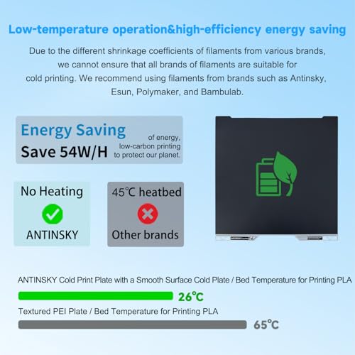 Antinsky Bambu Lab Cold PEI Sheet Double Sided 355 x 345mm Flexible Magnetic Steel Sheet Easy to Remove Model PEI Build Plate for Bambu Lab H2D/H2S 3D Printers