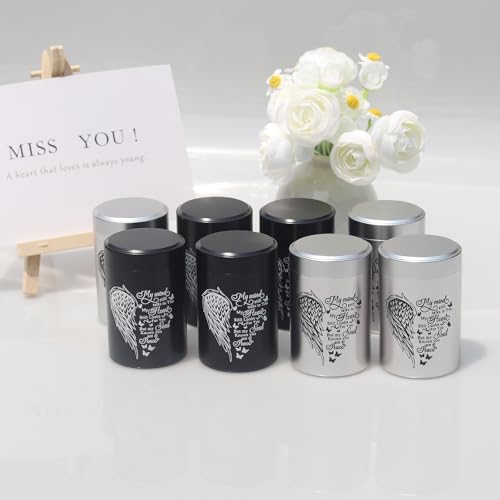 3 Inches Small Urns for Human Ashes Set of 8 Mini Urns for Sharing Small Keepsake Urns Memorial Ashes Holder-Wing Set of 8-heart wing