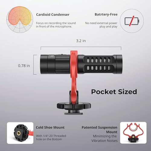 SMALLRIG Shotgun Mic for Camera, Video Microphone for DSLR & for iPhone