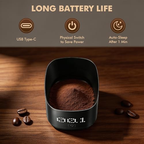 Digital Coffee Scale, Digital Coffee Dosing Cup and Scale, 500g/0.1g