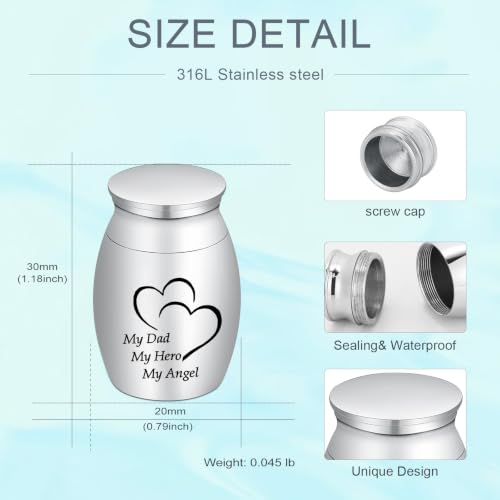 Tree of Life/Butterfly/Rose Flower/Wings/Heart Mini Urns for Ashes Stainless Steel Pet/Human Ash Small Urns cremation keepsakes for ashes HeartDad 30*20mm