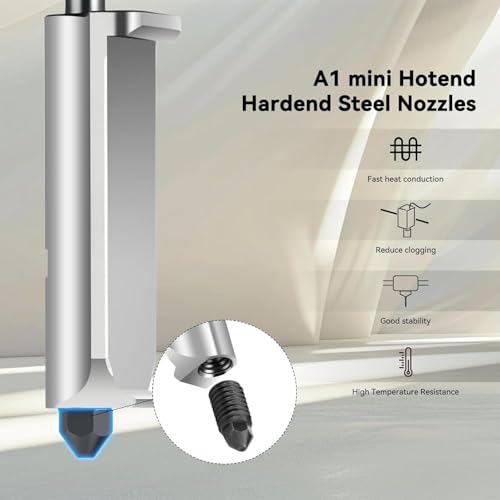 3pac A1 Mini/A1/A2L Hot End Kit 0.2mm+0.4mm+0.6mm Extruder Upgrade High Temperature 0.4 mm Hardened Steel Nozzle Replacement with Silicone Cover Sock for Bambu Laboratory 3D Printer