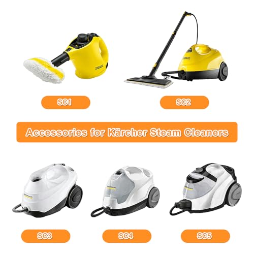 flintronic 12PCS Steam Cleaner Accessories Kit, Set with Round Brushes, Flat Brushes, Microfiber Pads & Nozzles - Compatible with Kärcher SC1/SC2/SC3/SC4/SC5, Efficient Steam Cleaning Set