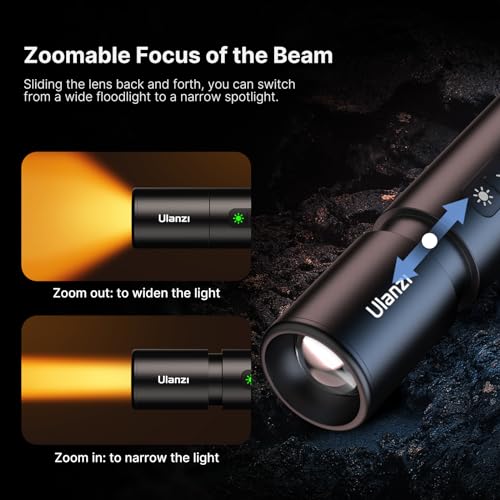 ULANZI LM07 LED Photography Flashlight, Handheld Videography Fill Light Spotlight 2000K-5500K-8000K Bi-Color Zoomable 2000mAh Rechargeable Portable Video Light for Photo, Video, Content Creation Bi Color