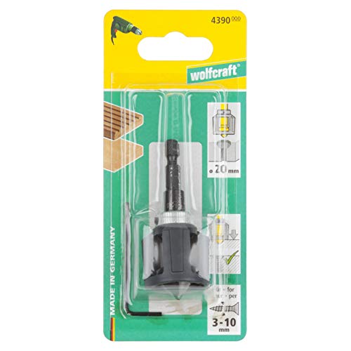 wolfcraft 4390000 countersink drill bit with fluted cutting edges for clean countersunk holes