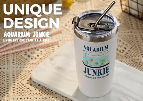 Onebttl Gifts for Aquarium lovers Fish Tank Lovers, Vacuum Insulated Tumbler 20oz With Lid and Straw, Fish Tank Gifts for Christmas, Birthday - Life