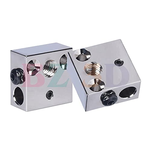 BZ 3D Ender 3 Heater Block,CR-10 Upgrade Plated Copper Heater Block,MK8 High Temperature Heating Block with Silicone Socks for Ender 3/Ender 3 V2/Pro/Ender 5/Plus/CR10/S4/S5 3D Printer Hotend.(2PCS) 2PCS Plated Copper