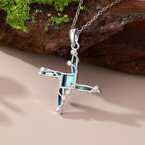 PROESS Caravaca Crucifix Orthodox Cross Necklace 925 Sterling Silver St Benedict Jesus St Brigid Cross Necklace Religion Pendant Jewelry Gifts for Men Women cross 7