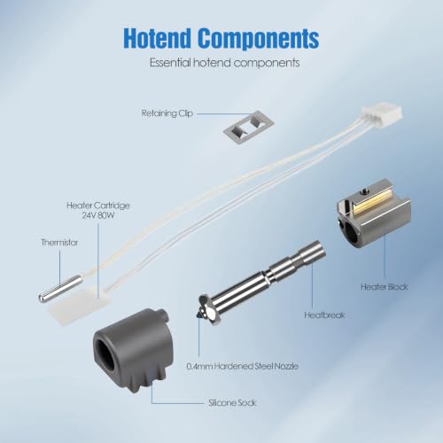 Hotend Kit for Anycubic Kobra 3 Max & Kobra 3 Max Combo, 0.4mm Hardened Steel Nozzle Replacement, 3D Printer Accessories