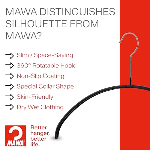 MAWA by Reston Lloyd Metal Clothing Hangers, Steel Hanger with Non-Slip Coating, for Shirts, Blazers, Button-Downs, Sweaters, No Shoulder Lumps, 360-degree Rotatable Hook, Set of 10, Latte