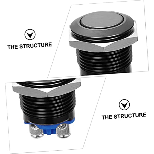 ABOOFAN 2 x Push Button Black Metal Shell Momentary Button Reset Push Button Built-in Button Locking Button