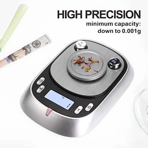 High Precision Mini Gram Scale, 50g-0.001g, LCD Backlit, Tare Function, Powder & Jewelry Scale (Batteries Included)