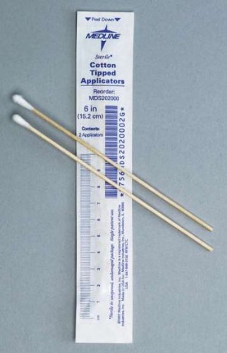 [Australia - AusPower] - Medline MDS202000 Sterile Cotton-Tipped Applicators White Pack of 200 wood 