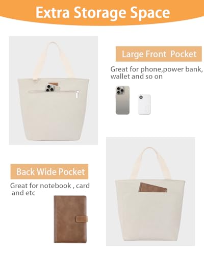 Insulated Lunch Tote Women Work 2 Pockets Cooler Bag 16 Bottle Beige X-Large 16_White