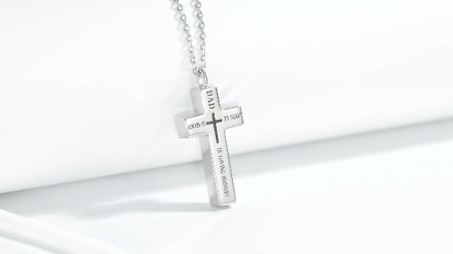 925 sterling silver cross souvenir ashes necklace urn pendant MOM