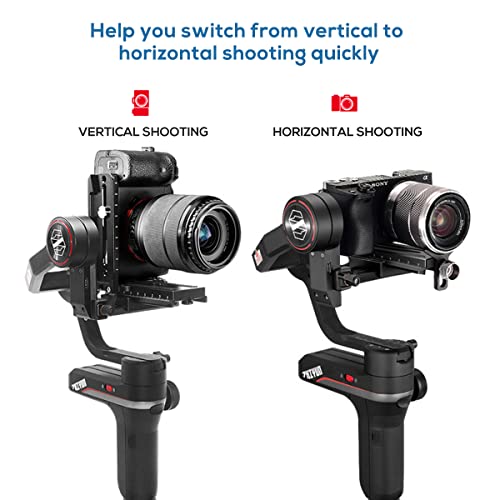 Aluminum L Bracket Vertical Horizontal Switching Quick Release Plate for DJI Ronin RS2 RSC2 Zhiyun Weebill-S Gimbal Stabilizer Tripod Monopod and SLRs